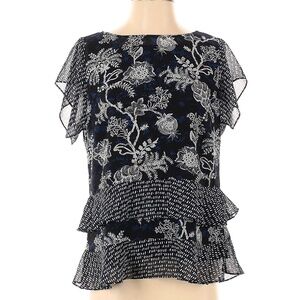 cAbi Floral Hybrid Ruffle Blouse